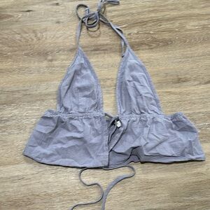 Shein small tie in front halter top crop top